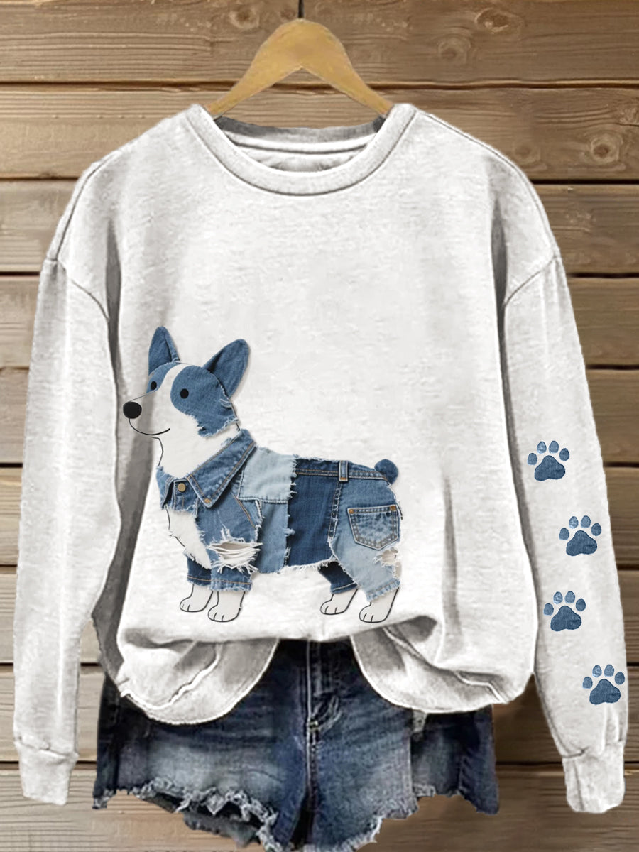 Adorável Corgi Patchwork Art moletom do mulheres