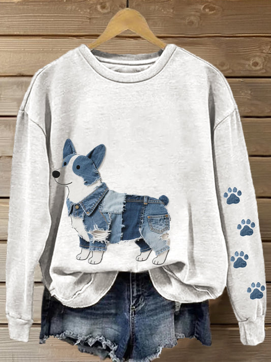 Adorável Corgi Patchwork Art moletom do mulheres