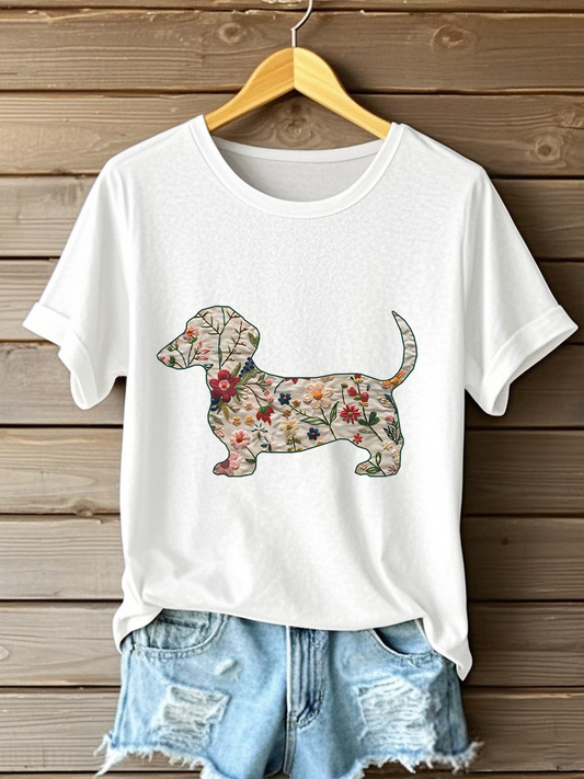 Dachshund das mulheres impresso camiseta Casual