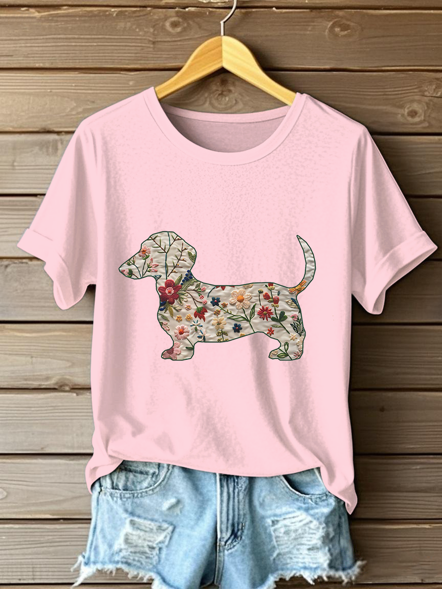 Dachshund das mulheres impresso camiseta Casual