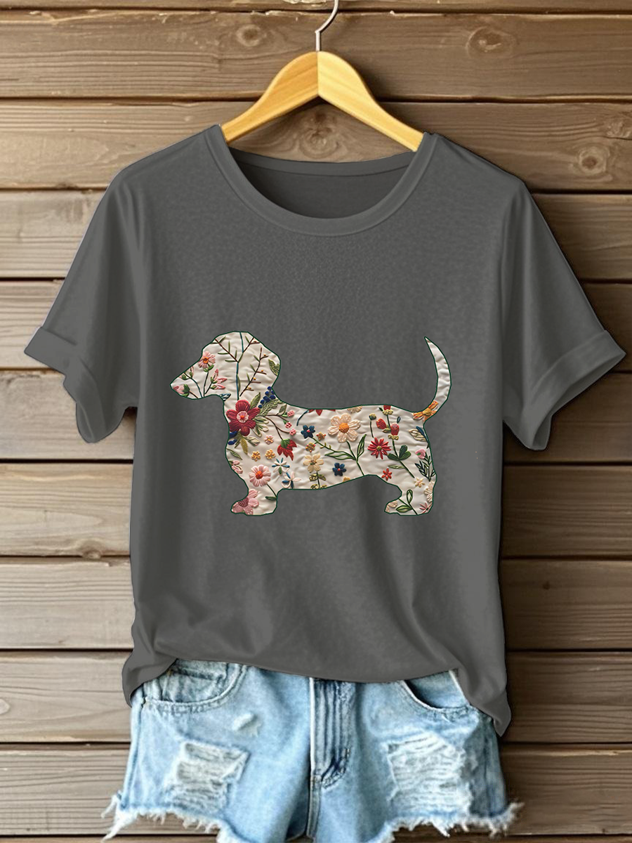 Dachshund das mulheres impresso camiseta Casual