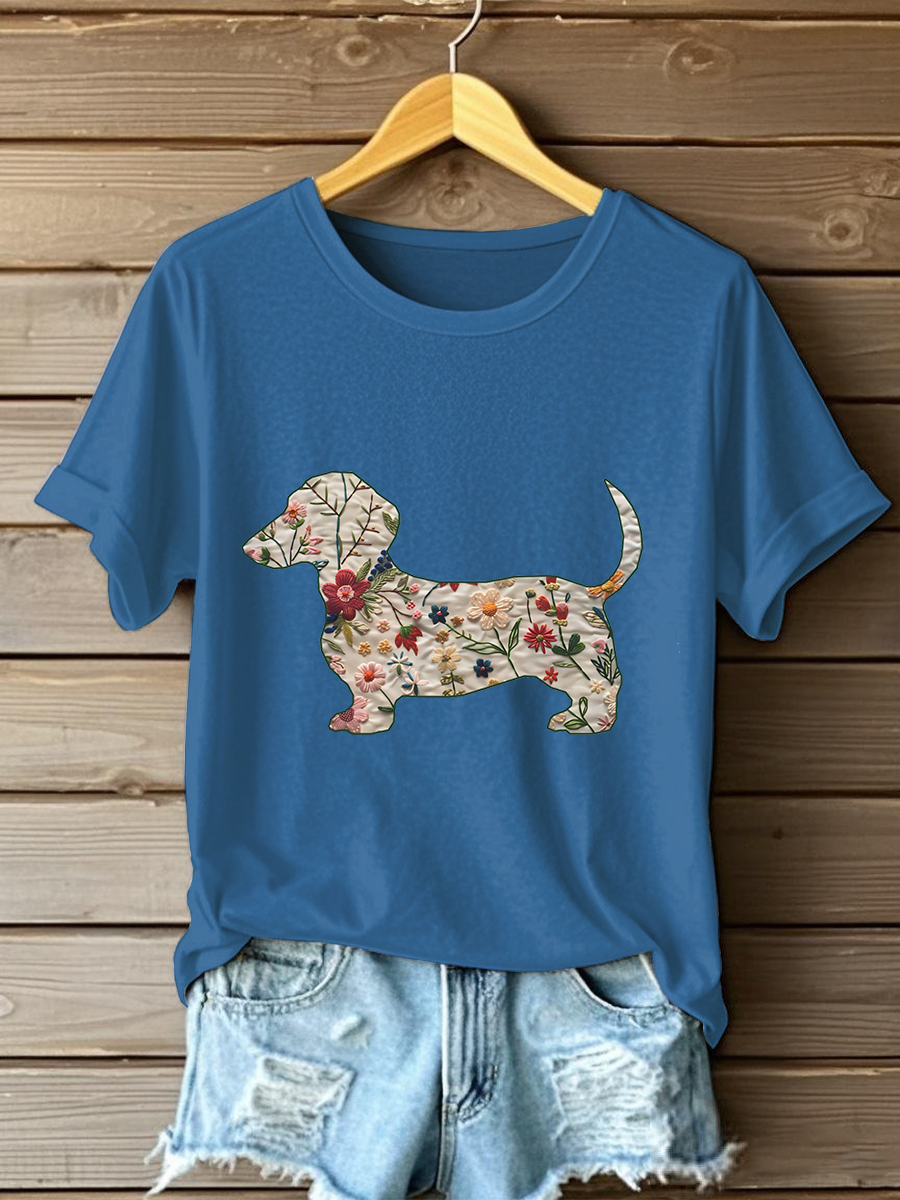 Dachshund das mulheres impresso camiseta Casual