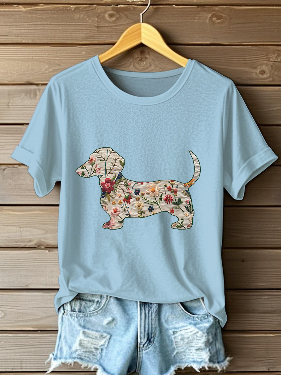Dachshund das mulheres impresso camiseta Casual