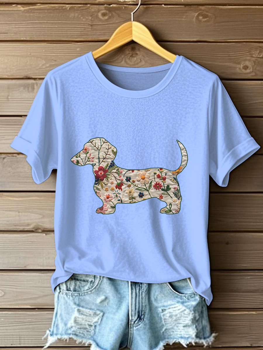 Dachshund das mulheres impresso camiseta Casual