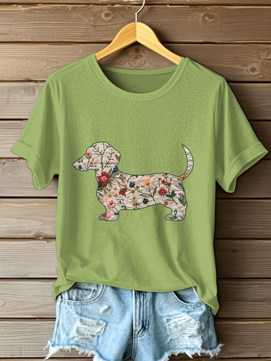Dachshund das mulheres impresso camiseta Casual