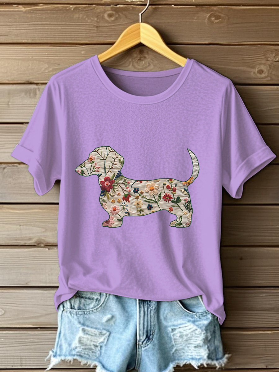 Dachshund das mulheres impresso camiseta Casual