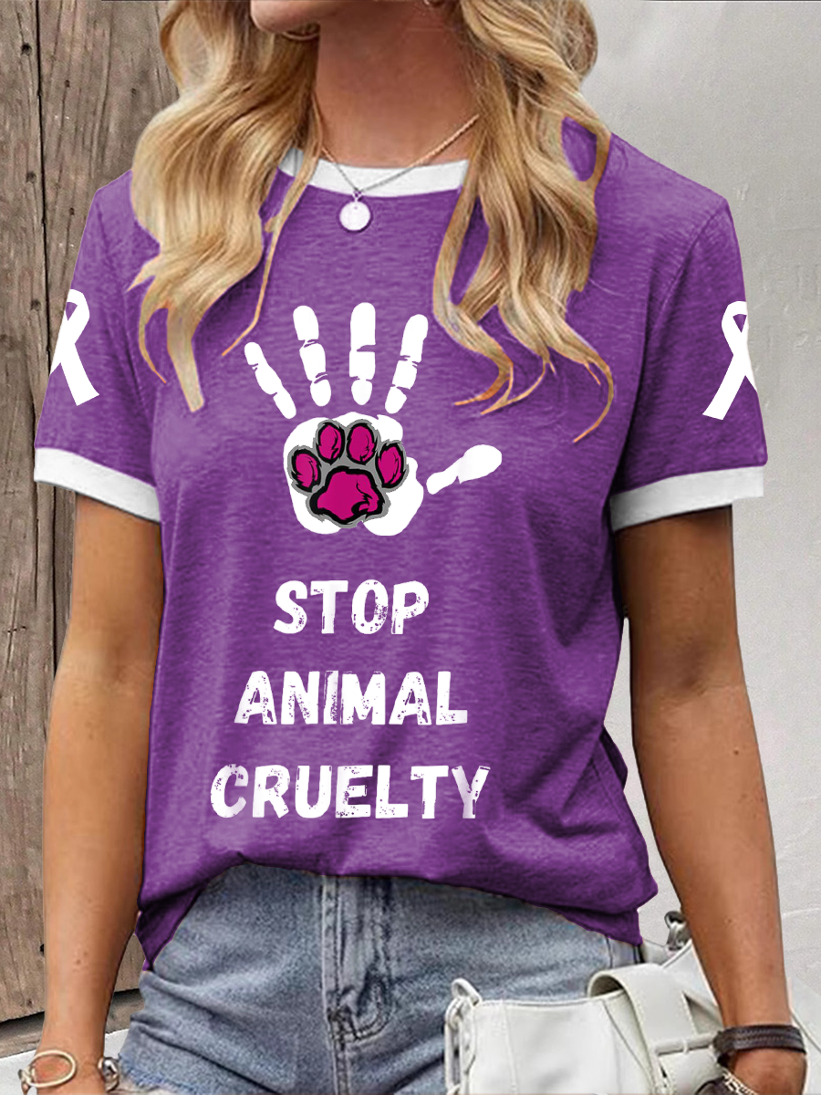 T-shirt das mulheres stop crueldade animal