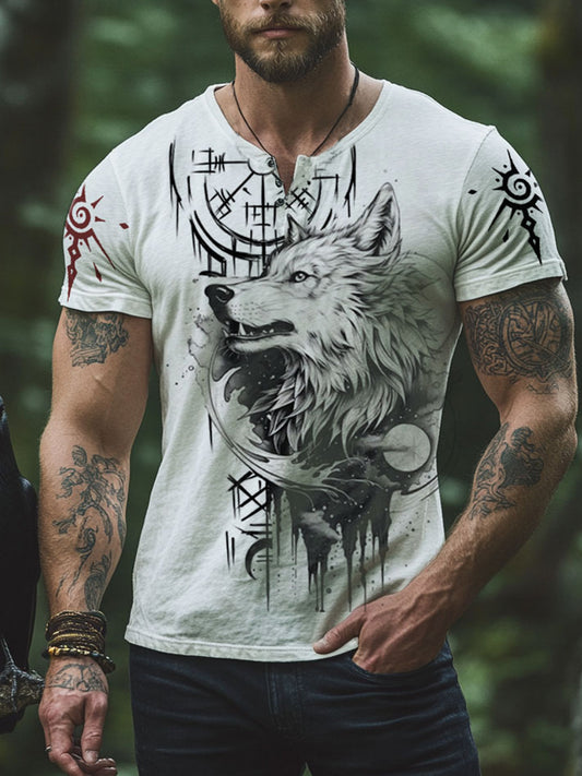 T-shirt Viking Wolf Totem masculina