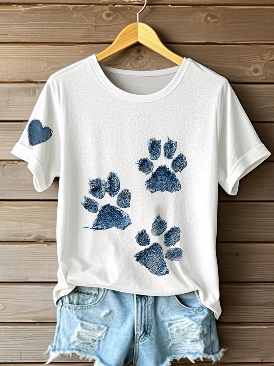 T-shirt Denim Paw feminina
