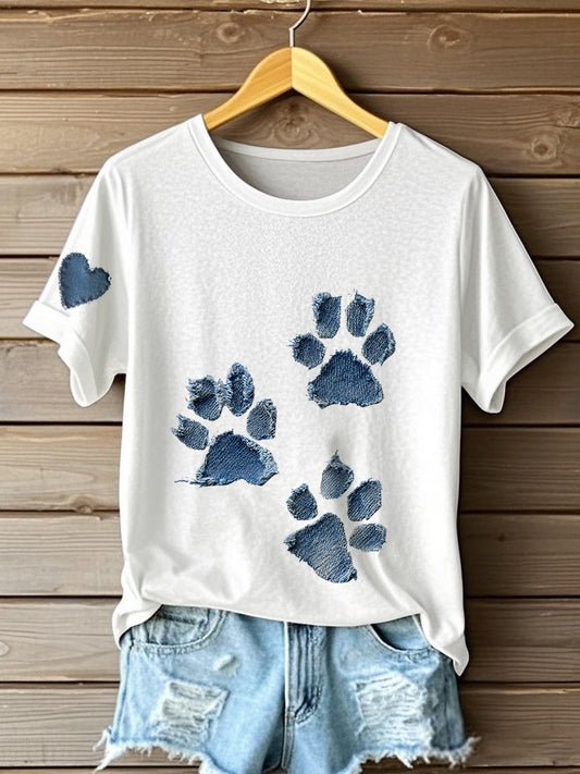 T-shirt Denim Paw feminina
