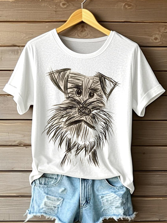 Cão engraçado arte impressão t-shirt Vintage feminino