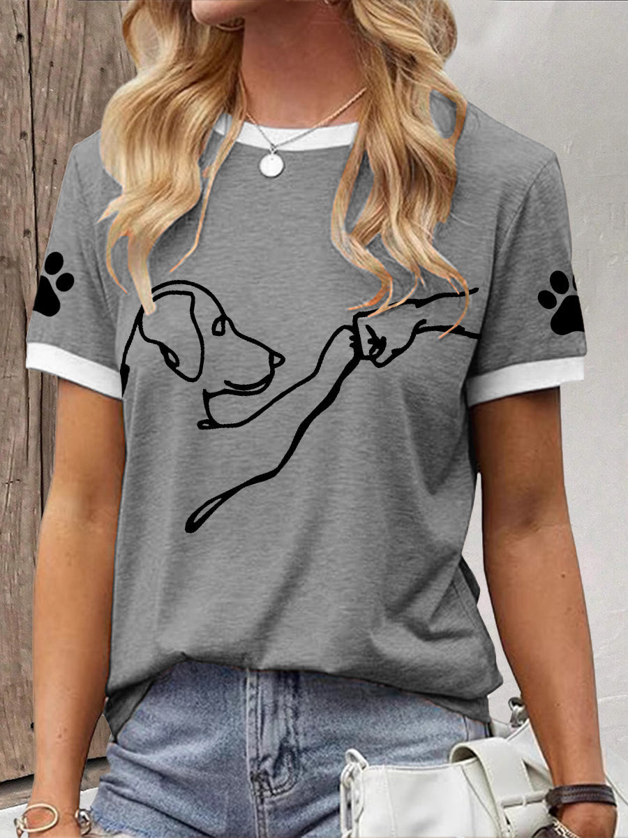 Mulheres Cuidar De Animais Cão Cincos Altos Imprimir T-shirt