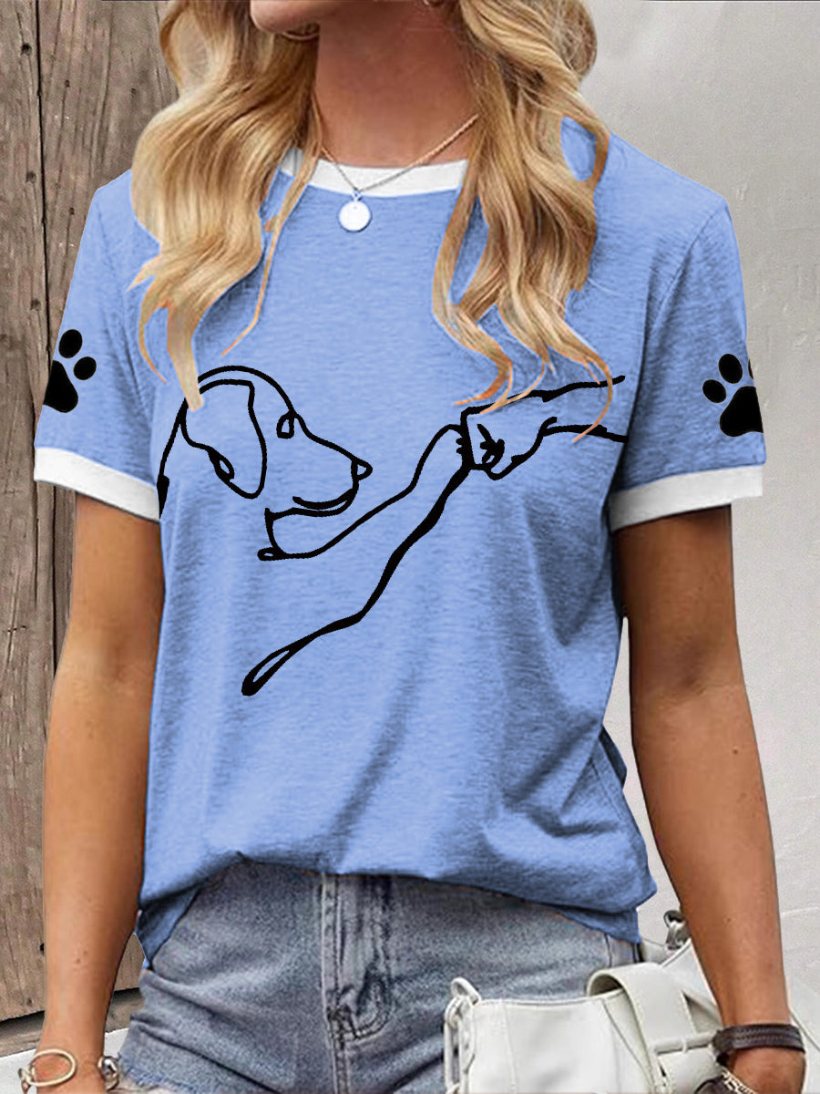 Mulheres Cuidar De Animais Cão Cincos Altos Imprimir T-shirt