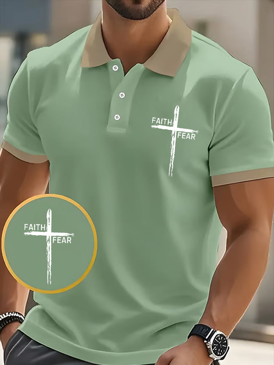 Fé dos homens sobre o medo Cross Faith Casual Polo