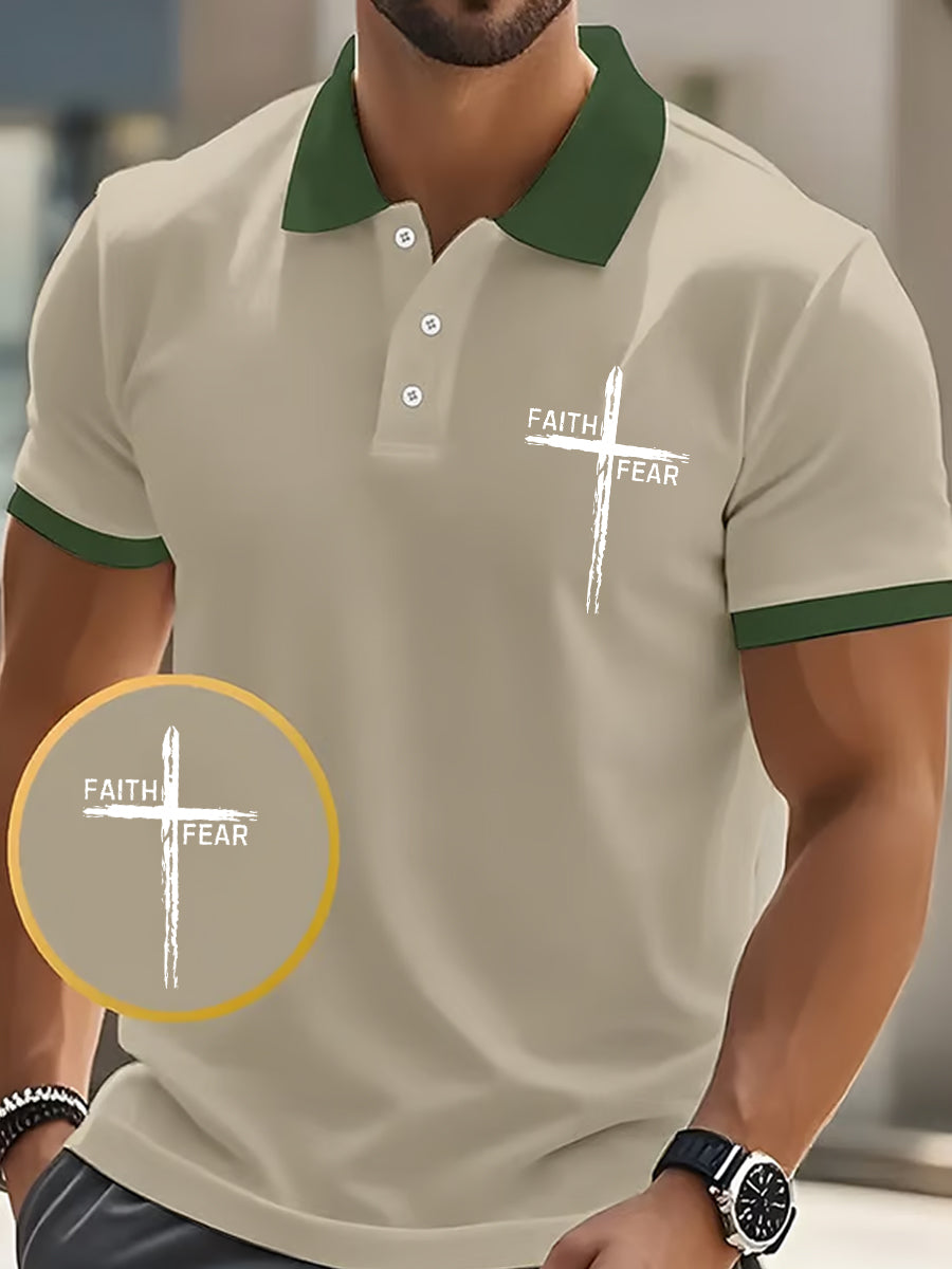 Fé dos homens sobre o medo Cross Faith Casual Polo