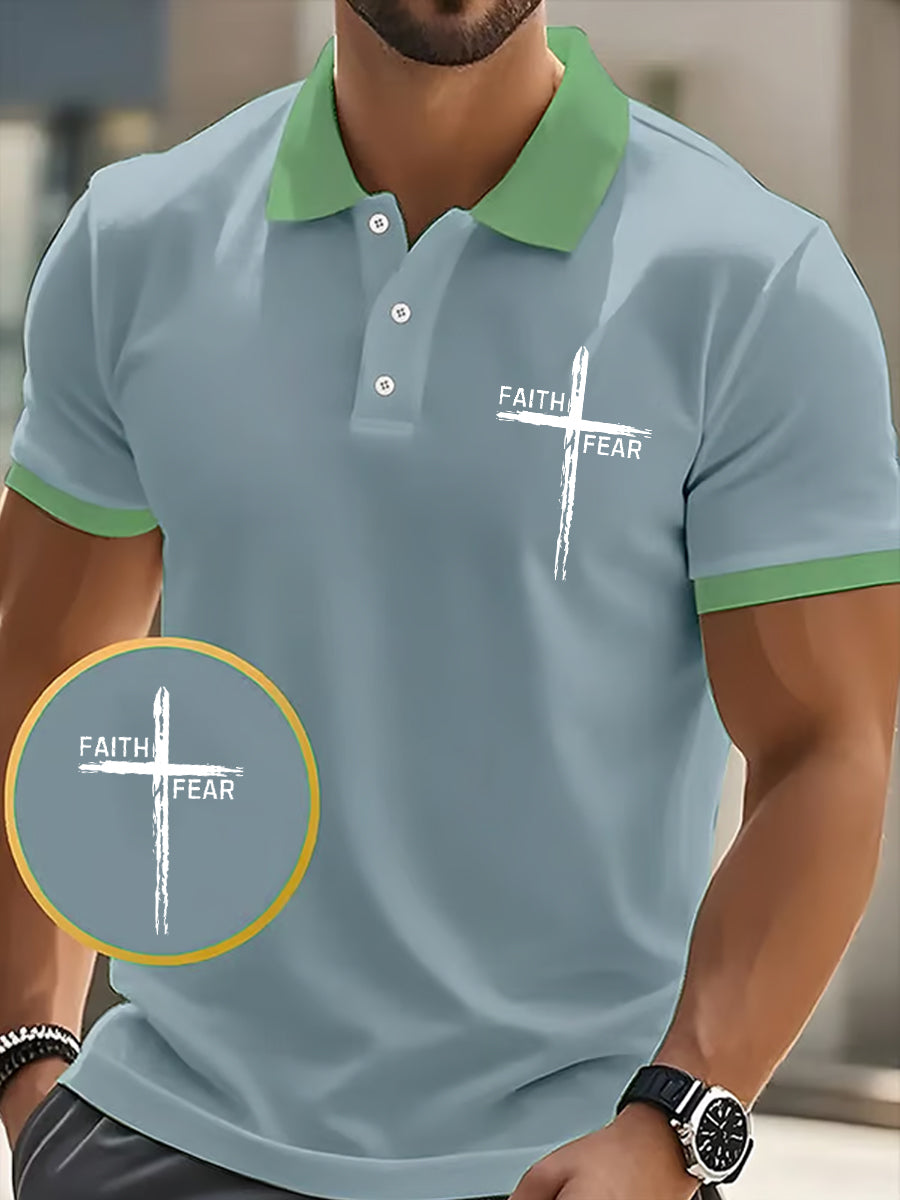 Fé dos homens sobre o medo Cross Faith Casual Polo