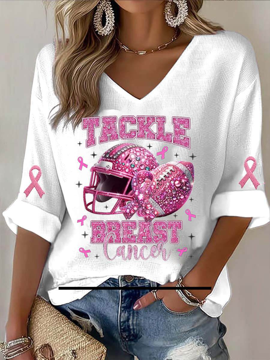 Câncer de mama feminino fantasia lantejoula bordado animal camiseta
