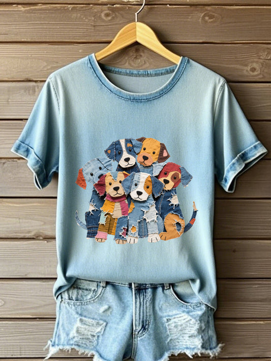 T-shirt Denim Dog Feminina