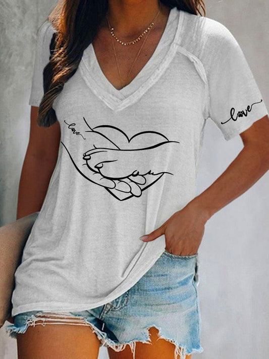 Pata e mão das mulheres impresso camiseta Casual