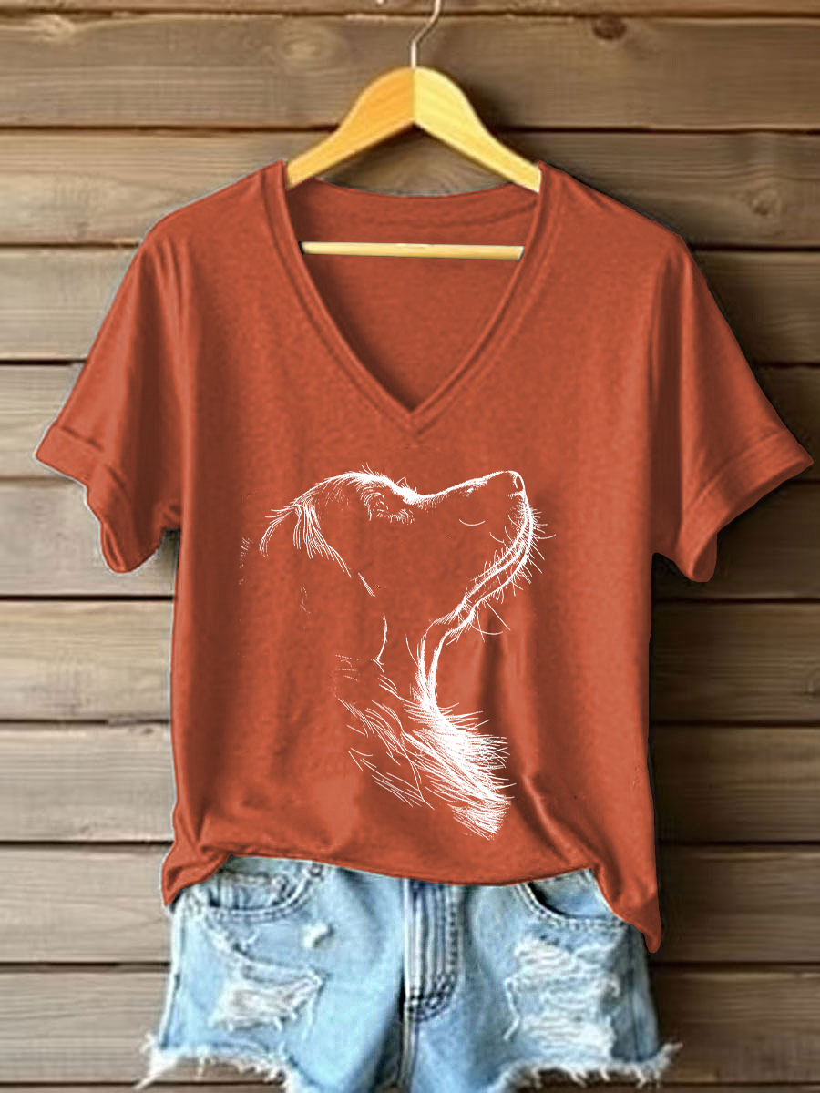 T-shirt Casual impressa Golden Retriever das mulheres