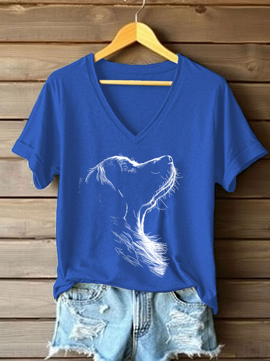 T-shirt Casual impressa Golden Retriever das mulheres