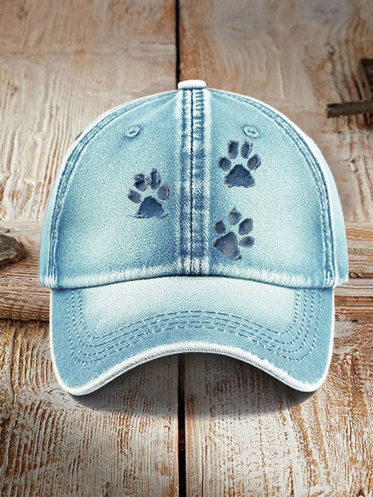Unisex denim cão pata chapéus