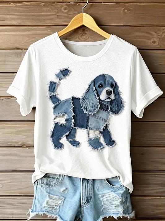 Arte Feminina Animal Print Conforto Camiseta de Manga Curta
