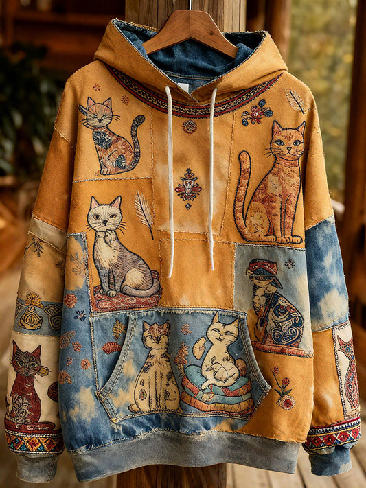 Hoodies dos gatos do outono das mulheres