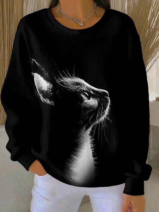 Gato bonito das mulheres Tops impressos