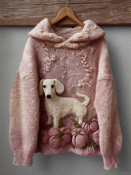 Tops de dachshund abóboras rosa outono feminino