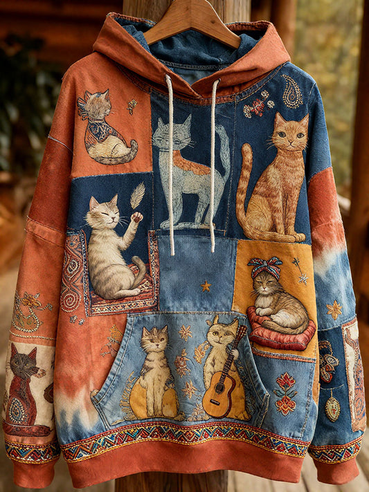 Hoodies dos gatos do outono das mulheres