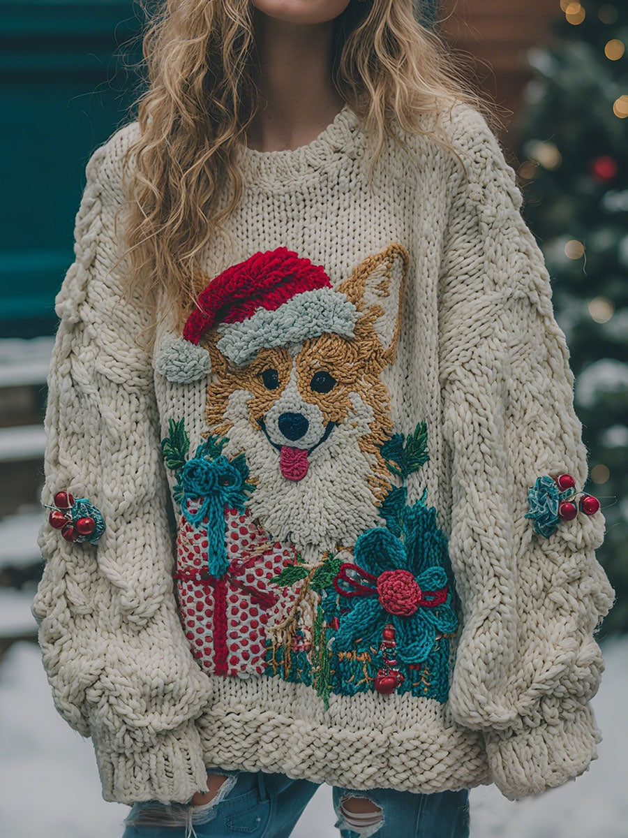 Corgi Tops de Natal feminino