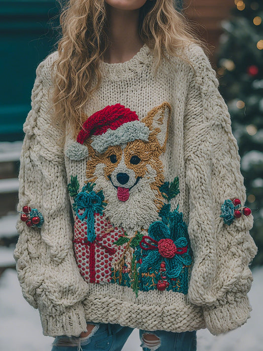 Corgi Tops de Natal feminino