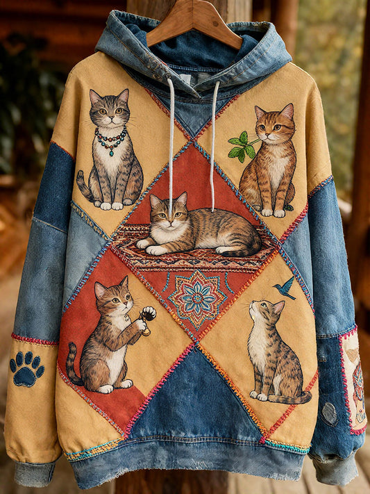 Hoodies dos gatos do outono das mulheres