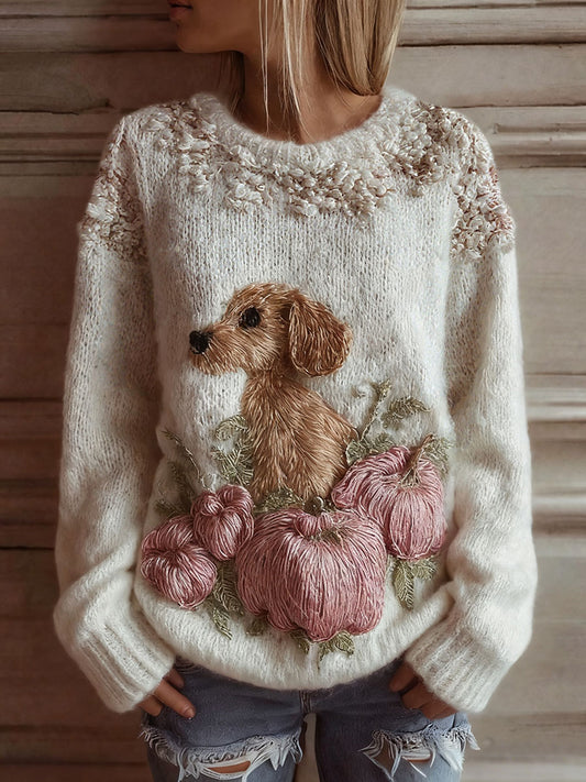 Tops de cão abóbora outono feminino