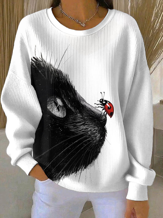 Gato bonito das mulheres Tops impressos