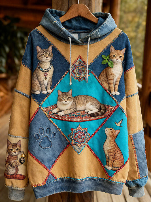 Hoodies dos gatos do outono das mulheres