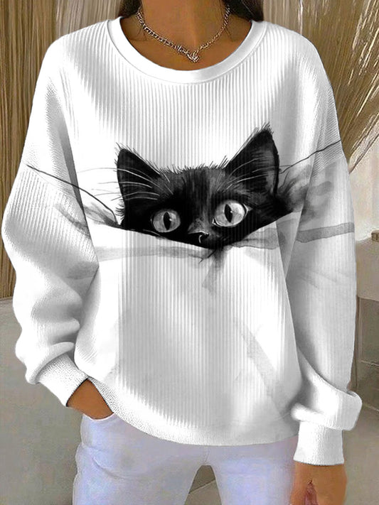 Gato bonito das mulheres Tops impressos