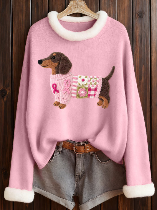 Adorável Dachshund das mulheres sentiu arte Cozy Furry Top