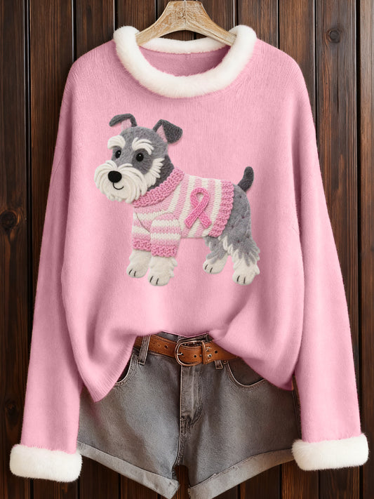 Adorável cão Schnauzer feminino sentiu arte Top peludo acolhedor