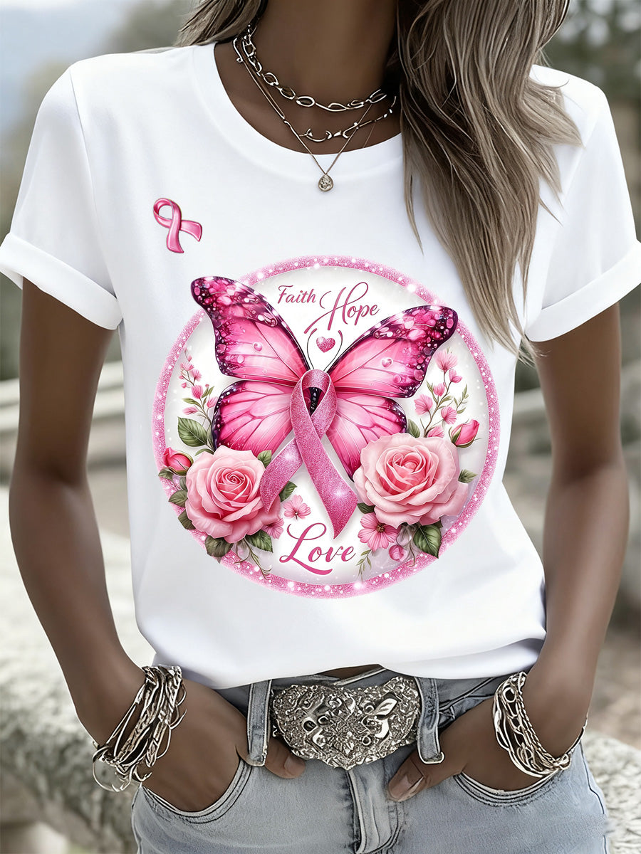 Câncer de mama feminino Art Print Casual Memorial T-Shirt