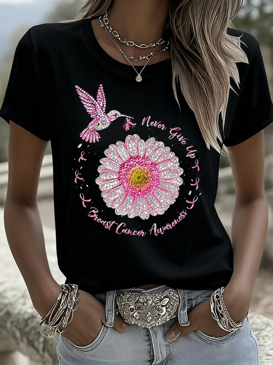 Arte Floral Animal Vintage do mulheres Casual manga curta