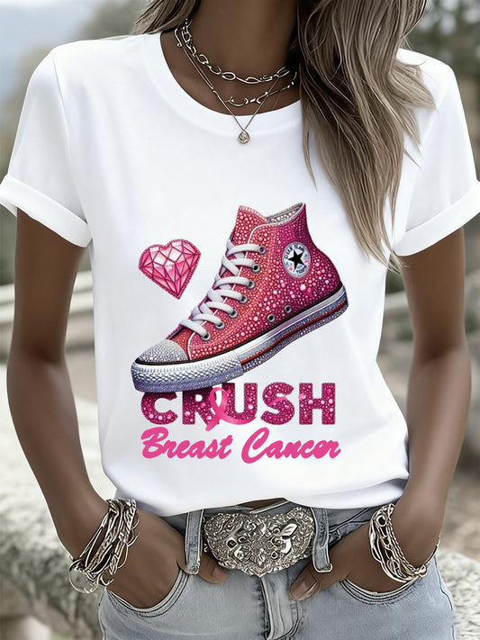 Câncer de mama feminino Art Print Casual Memorial T-Shirt