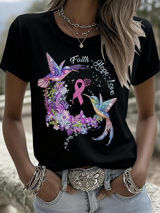 Arte Floral Animal Vintage do mulheres Casual manga curta