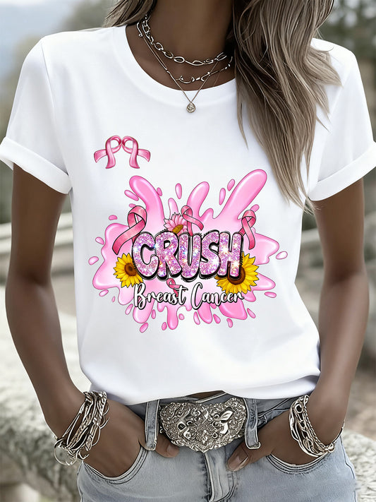 Câncer de mama feminino Art Print Casual Memorial T-Shirt
