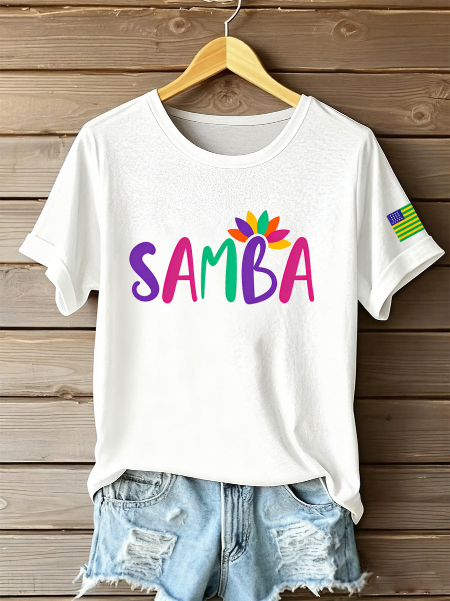 Camiseta Comemorativa Retro da Arte Brasileira Feminina Imprimir Casual