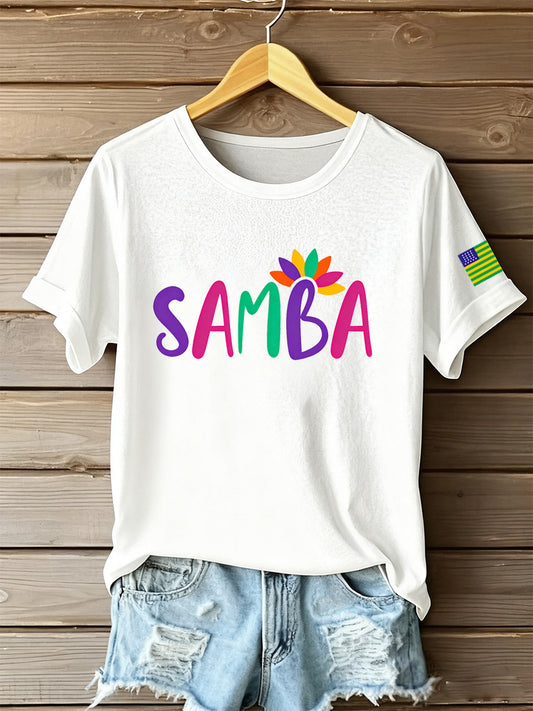 Camiseta Comemorativa Retro da Arte Brasileira Feminina Imprimir Casual
