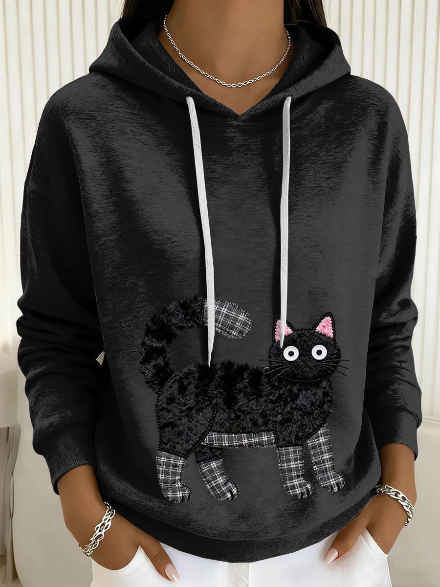 Hoodie de cordão gato feminino