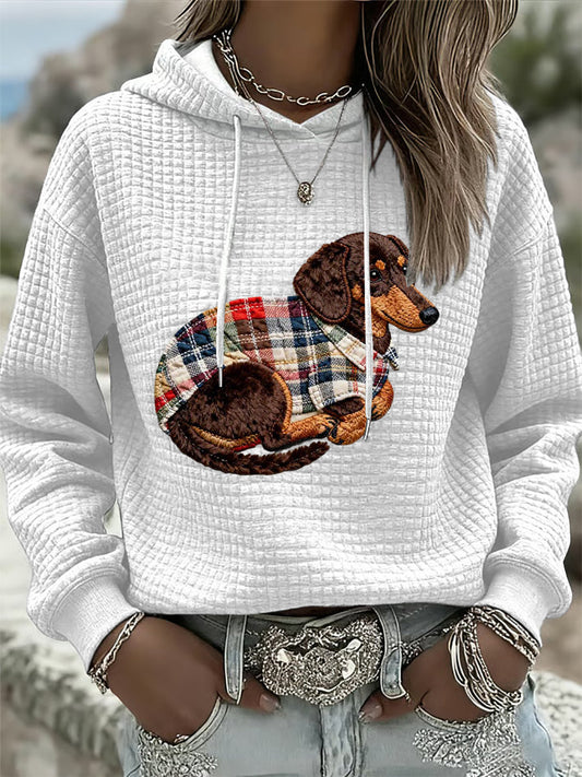 Cão das mulheres arte impressão Casual solto manga longa Top