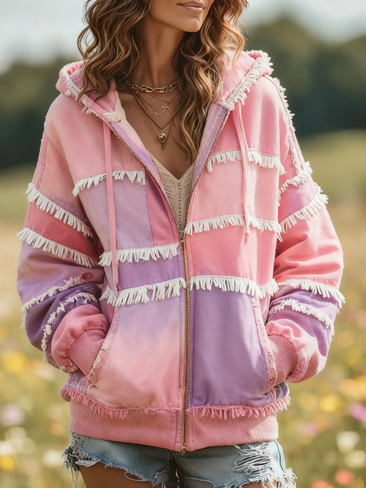 Hoodie de impressão floral casual feminino